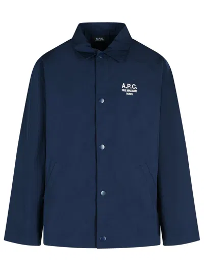 Apc Regis Navy Polyester Blend Shirt In Blue