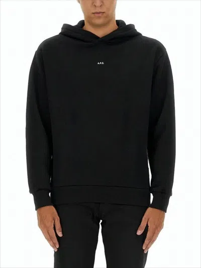 APC RELAXED-FIT BLACK HOODIE WITH RIBBED CUFFS