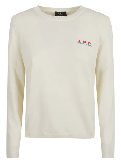Apc A.p.c. Relaxed Fit Pima Crepe Cotton Sweater In White