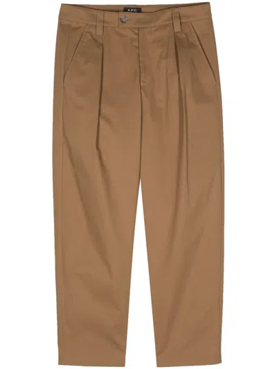 Apc Renato Carrot-cut Trousers In Brown