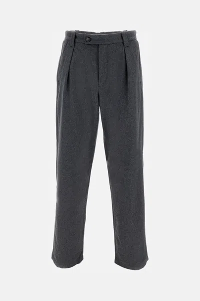 Apc Pleated Wool-blend Trousers In Gray