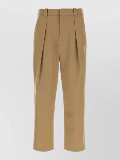 Apc Renato Twill Tailored Trousers Pleated Front In Brown