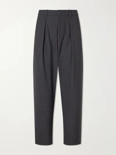 A.p.c. Renato Wide-leg Pleated Twill Trousers In Black