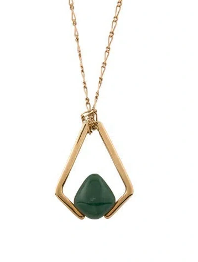 Pre-owned Apc Resin Marion Pendant Lariat Necklace, 34" In Green