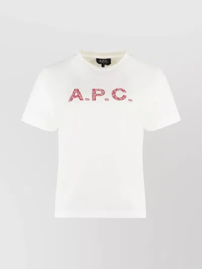 Apc Ribbed Collar Crew-neck T-shirt In Cotton In White