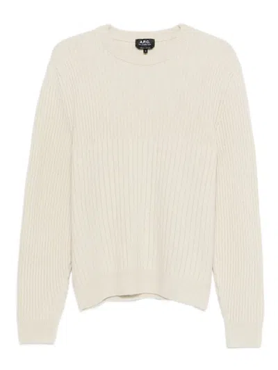 Apc Ribbed Crew-neck Sweater In Neutral