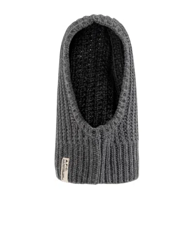 A.p.c. Ribbed Hat In Gray