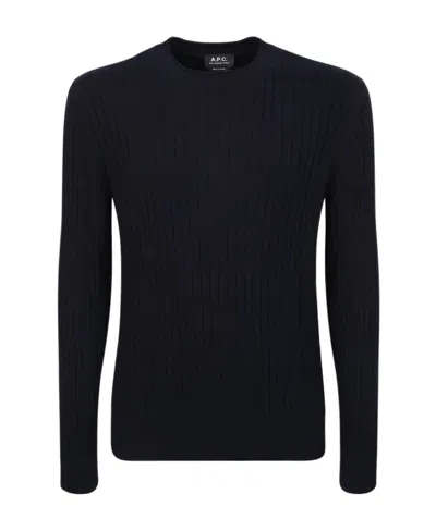 Apc Ribbed-knit Long-sleeve Top In Black