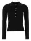 Apc Long Sleeve Polo Shirt With Ribbed Collar In Black