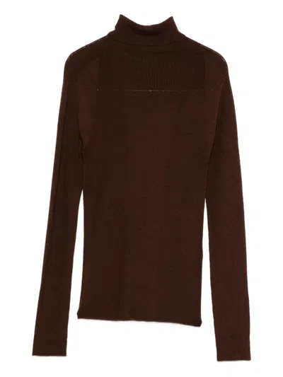 Apc Ribbed Turtleneck Sweater In Brown