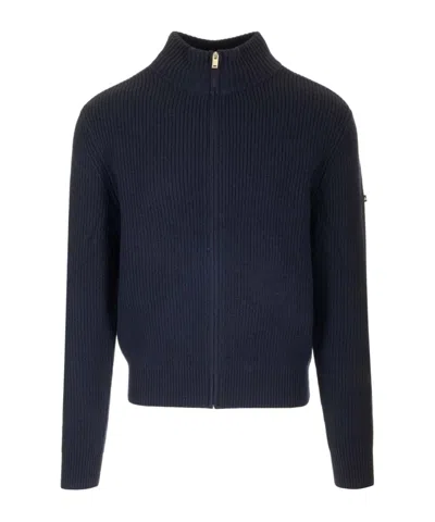 Apc Ribbed Zip-up Cardigan In Black