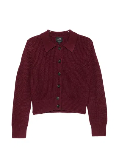 A.p.c. Ribbed-knit Cardigan In Red