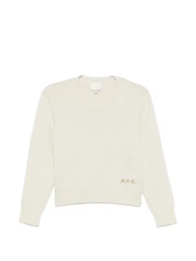 A.p.c. A. P.c. Ribbed-knit Crew-neck Sweater In Neutral