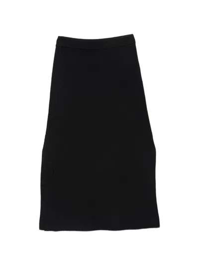 A.p.c. Ribbed-knit Side-slit Midi Skirt In Black