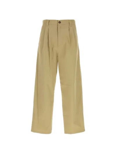 A.p.c. Khaki Relaxed Pleated Pants In Brown