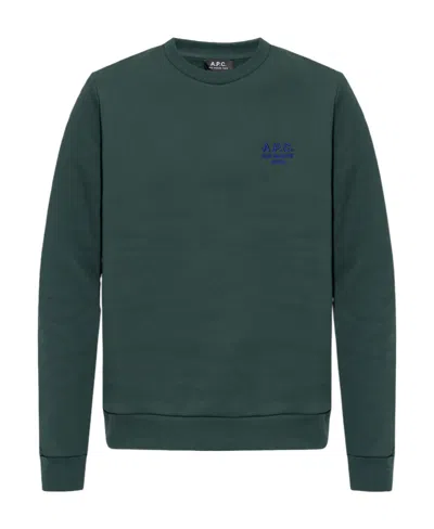 Apc A.p.c. Rider Logo-embroidered Crewneck Sweatshirt In Green