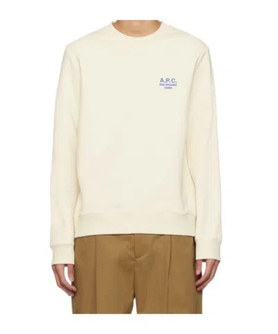 Apc Logo Organic Cotton Sweatshirt In Ecru