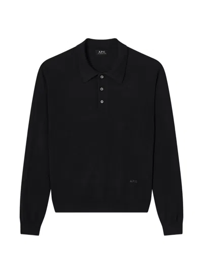 A.p.c. Riou Polo Shirt In Black
