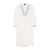 Apc Embroidered V-neck Cotton Midi Dress In White