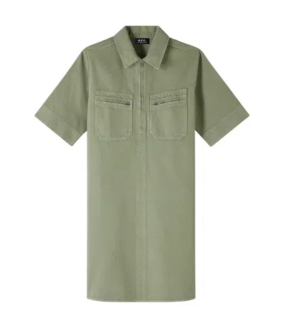 A.p.c. Rosa Dress In Jab - Pale Khaki Green
