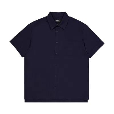 Pre-owned Apc A.p.c. Ross Short-sleeve Shirt 'dark Navy' In Blue