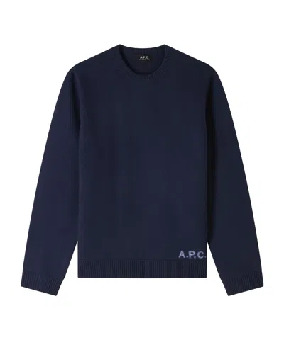 Apc A.p.c. 'edward' Sweater With Logo Inlay In Blue