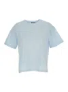 Apc A.p.c. Light-blue Round Neck T-shirt With Printed Logo In Cotton Woman In Light Blue
