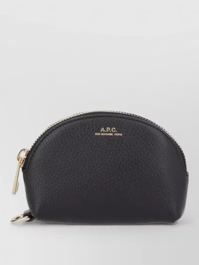A.p.c. Rounded Bag Accessory Gold Zipper Detail In Black