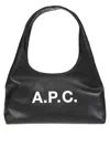 Apc Rounded Silhouette Shoulder Bag With Bold Logo In Black