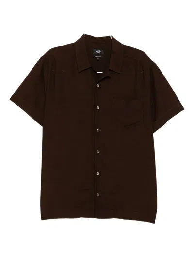 Apc A.p.c. Mens Brown Roy Linen-blend Shirt In Caa Brown