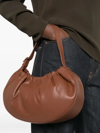 A.p.c. Ruched Shoulder Bag In Brown