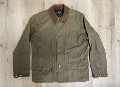 Pre-owned Apc Rue Madam Paris Corduroy Collar Waxed Jacket Size M In Green