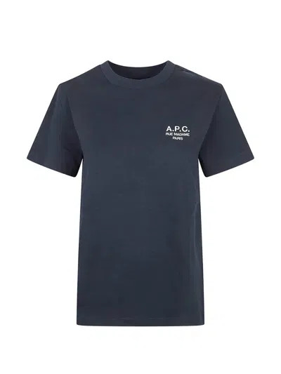 Apc Rue Madame Embroidered Logo T-shirt In Blue