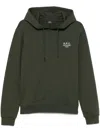 Apc Hooded Sweatshirt With Ribbed Cuffs And Hem In Green