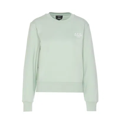 Apc A.p.c. Rue Madame Logo Embroidered Crewneck Sweatshirt In Green