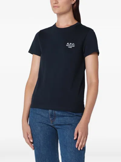 A.p.c. Rue Madame Logo-embroidered T-shirt In Blue