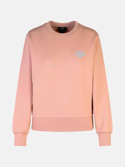 Apc A.p.c. Rue Madame Logo Embroidered Crewneck Sweatshirt In Pink