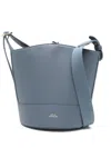 Apc A.p.c. Ana Steel Blue Small Bucket Bag In Navy