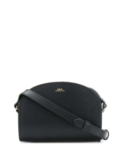 Apc Sac Demi Lune Mini Black Leather Crossbody Bag