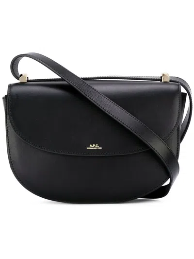 Apc Elegant Saffiano Leather Mini Handbag 18x25x8.5 Cm In Black