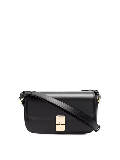 Apc Sac Grace Bag In Smooth Leather And Clasp In Negro