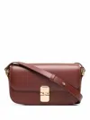 APC SAC GRACE BAGUETTE BROWN SHOULDER BAG WITH BUCKLE FASTENING IN LEATHER WOMAN