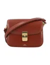 Apc Mahogany Shoulder Bag With Gold Color Engraved Logo In Leather Woman In Noisette