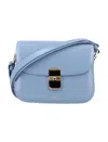 Apc Grace Small Light Blue Shoulder Bag With Flap And Adjustable Shoulder Strap In Leather Woman In Ship Blue