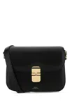 A.p.c. Compact Black Calf Leather Shoulder Bag With Adjustable Strap In Black