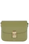 Apc A.p.c. Grace Logo Printed Small Shoulder Bag In Green