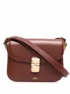 Apc Grance Brown Small Crossbody Bag Wirh Embossed Logo Lettering On The Front And Adjustable Shoulder S