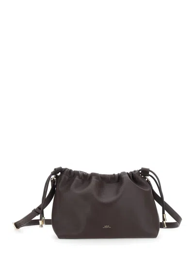 APC BROWN CROSSBODY BAG WITH LOGO LETTERING ON THE FRONT AND DRAWSTRING CLOSURE IN ECOLEATHER WOMAN