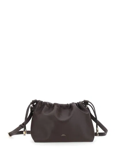 APC BROWN CROSSBODY BAG WITH LOGO LETTERING ON THE FRONT AND DRAWSTRING CLOSURE IN ECOLEATHER WOMAN