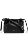 A.p.c. Ninon Black Crossbody Bag With Adjustable Shoulder Strap And Drawstring Closure In Ecoleather Woman